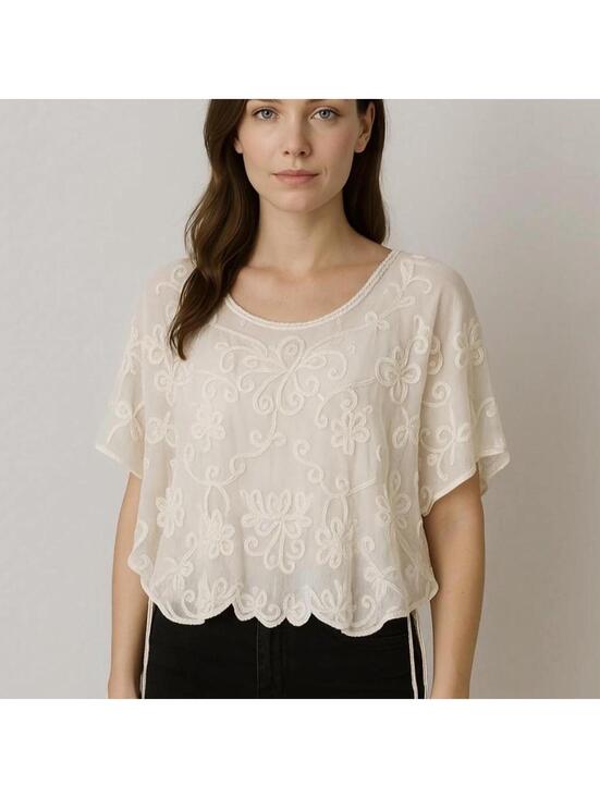 Tops - Women's Cream and White Blous